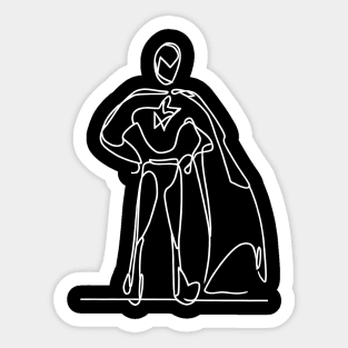 Minimalist white lines art Superhero Silhouette | Character 4 Sticker